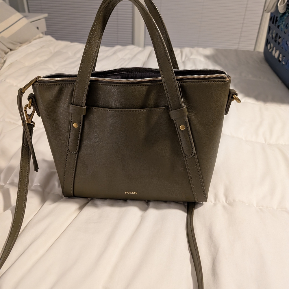 Fossil Khaki Satchel Bag
